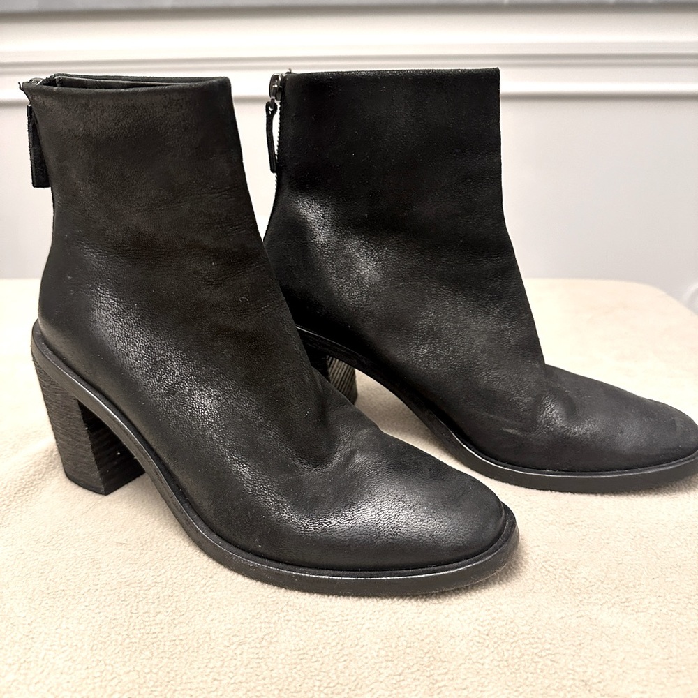 Marsell Distressed Black Leather Ankle Boots Sz 37